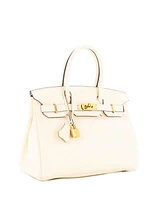 Pre-Owned HERMES Birkin 30 Handbag Light Clemence with Gold Hardware