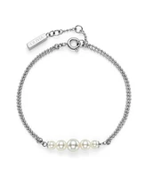 Olivia Burton Cultivated Pearls and Beads Silver Tone Bracelet