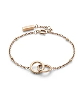 Olivia Burton Women's Amity Interlock Rose Gold Tone Stainless Steel Bracelet