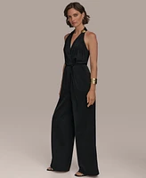 Donna Karan New York Womens' V-Neck Sleeveless Jumpsuit