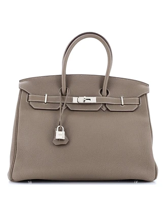 Pre-Owned Hermes Birkin 35 Handbag Grey Togo with Palladium Hardware