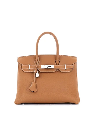 Pre-Owned Hermes Birkin 30 Handbag Brown Togo with Palladium Hardware