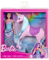 Barbie Fantasy Doll & Unicorn Toy Set - Includes Saddle, Brush, & Accessories