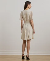 Lauren Ralph Women's Polka-Dot Georgette Surplice Dress
