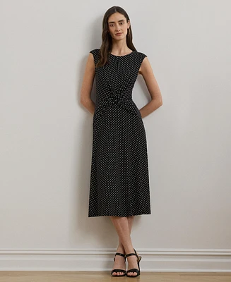 Lauren Ralph Women's Polka-Dot Twist-Front Jersey Dress