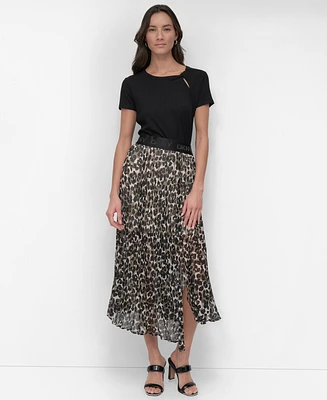 Dkny Women's Printed Chiffon Midi Skirt