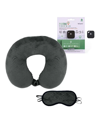 Mindful Traveler Bundle: Memory Foam Travel Pillow with Sleep Mask & Purtag Tracker