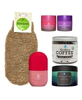 Pursonic Self Care Night Bundle: Lip Masks, Dead Sea Mud Mask, Ice Roller, Bath Glove & Coffee Scrub