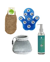 Weekend Wellness Bundle: Palm Massage Glove, Heated Foot Massager, Coconut Oil & Exfoliating Bath Glove