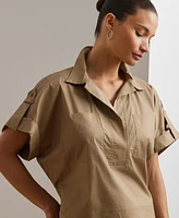 Lauren Ralph Women's Cotton-Blend Short-Sleeve Camp Shirt