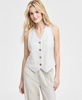 Jones New York Women's Striped Button-Front Vest
