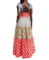 Free People Women's Bluebell Cotton Mixed-Print Tiered Maxi Dress