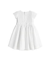 Hope & Henry Little Girls Heirloom Organic Tulip Sleeve Swiss Dot Party Dress