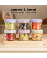 6pk Prep Baby Food Storage Containers, 4 oz Leak-Proof, Bpa Free Glass Jars for Feeding