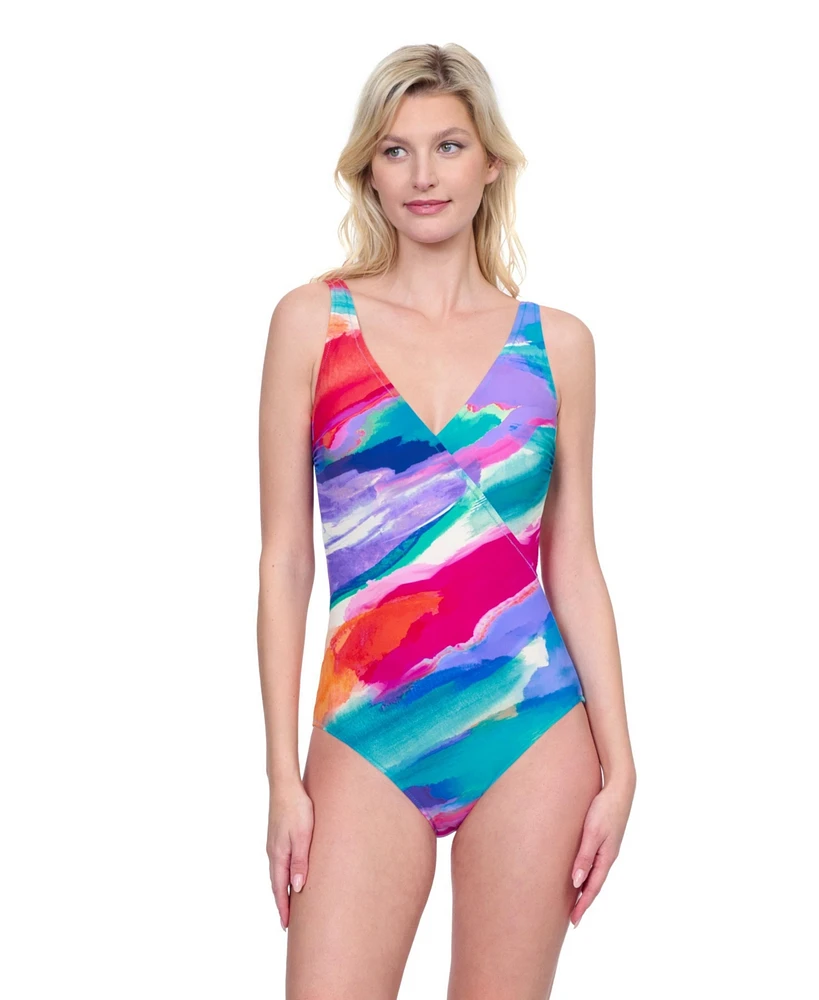 Palma De Mallorca V-Neck Surplice One-Piece Swimsuit