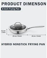 Cooks Standard Hybrid Nonstick Frying Pan, 8-Inch Skillet, Multi-Ply Clad Stainless Steel Fry Pan with Tempered Glass Lids, Oven Safe, Compatible with
