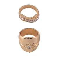 Rachel Rachel Roy Gold Tone 2pc Ring Set