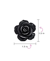 Bling Jewelry Romantic Floral Blooming 3D Carved Rose Brooche Pin Pink Blue Black White Red