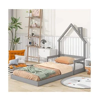 Floor Bed with Chimney and Headboard Handrail