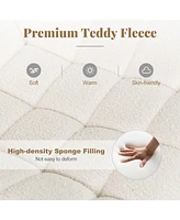 Teddy Fleece Armless Office Chair Cozy and Comfortable Desk for Home or Use