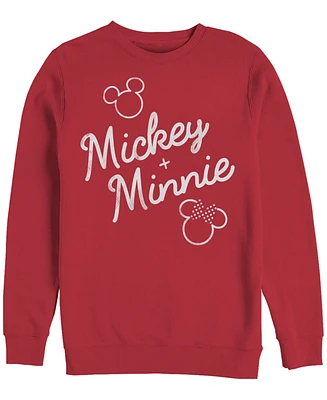 Fifth Sun Men's Mickey & Minnie Signed Together Crew Fleece Pullover Sweatshirt