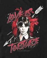 Fifth Sun Men's Wednesday Addams Love is Torture Short Sleeve T-Shirt