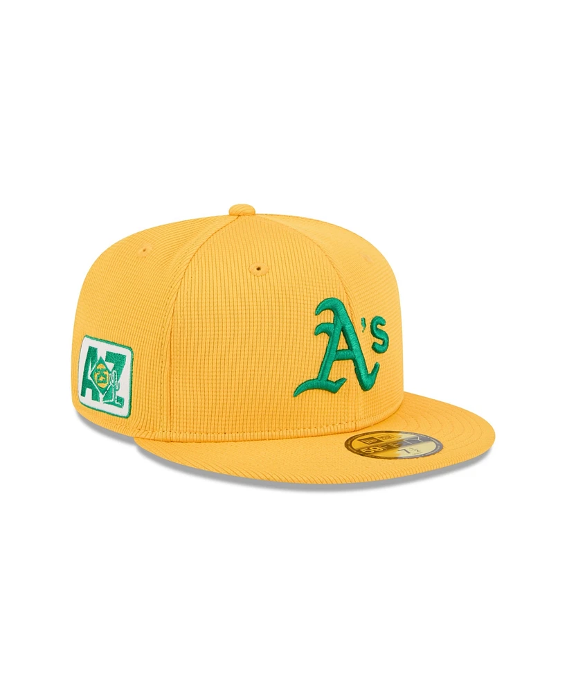 New Era Men's Yellow Athletics 2025 Spring Training 59FIFTY Fitted Hat