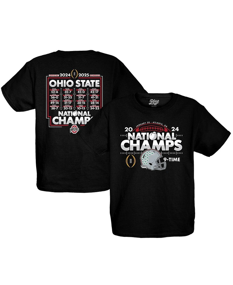 Blue 84 Big Boys and Girls Black Ohio State Buckeyes College Football Playoff 2024 National Champions Schedule T-Shirt