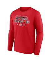 Fanatics Men's Scarlet Ohio State Buckeyes College Football Playoff 2024 National Champions Schedule Long Sleeve T-Shirt