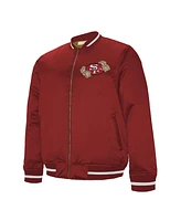 Mitchell & Ness Men's Scarlet San Francisco 49ers Aapi Apex Collection Heavyweight Satin Full-Snap Jacket