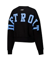 Pro Standard Women's Black Detroit Lions Wingspan Boxy Cropped Pullover Sweatshirt