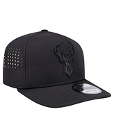 New Era Men's Black Milwaukee Bucks Vented 9FIFTY A-Frame Snapback Hat