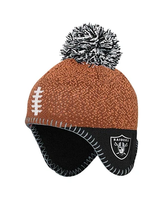 Outerstuff Baby Boys and Girls Brown Las Vegas Raiders Football Head Knit Hat with Pom