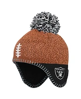 Outerstuff Baby Boys and Girls Brown Las Vegas Raiders Football Head Knit Hat with Pom