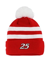 New Era Men's Scarlet Ken Schrader Bud King of Beers Cuffed Knit Hat with Pom