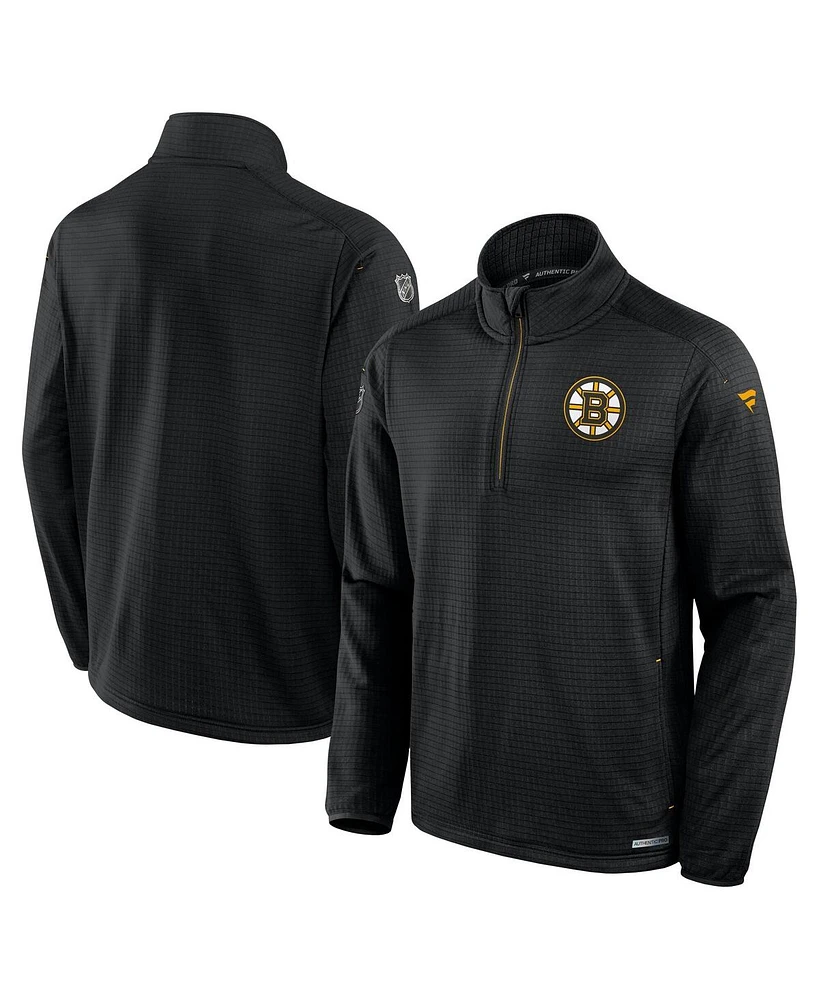 Fanatics Men's Black Boston Bruins Big Tall Authentic Pro Quarter-Zip Sweatshirt