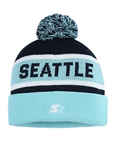 Starter Men's Light Blue/Deep Sea Blue Seattle Kraken Cuffed Knit Hat with Pom