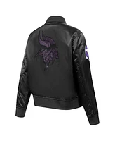 Pro Standard Women's Black Minnesota Vikings Jeweled Satin Full-Snap Jacket