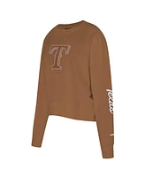 Pro Standard Women's Brown Texas Rangers Paint The City Pullover Cropped Sweatshirt