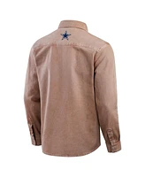 Darius Rucker Collection by Fanatics Men's Brown Dallas Cowboys Garment Dyed Long Sleeve Ful snap Shirt