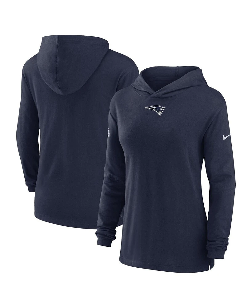 Nike Women's Navy New England Patriots Sideline Performance Long Sleeve Hoodie T-Shirt