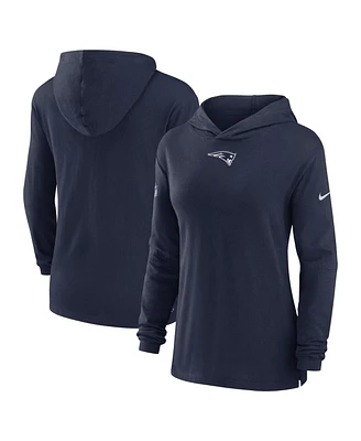 Nike Women's Navy New England Patriots Sideline Performance Long Sleeve Hoodie T-Shirt