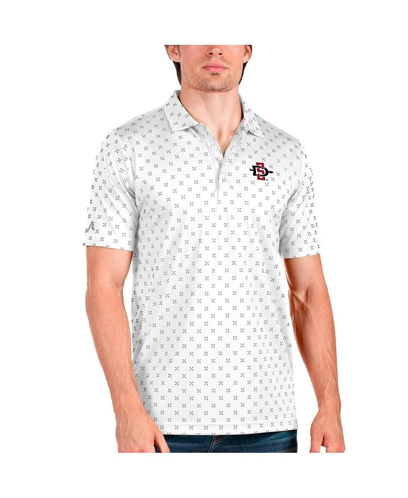 Antigua Men's White/Steel San Diego State Aztecs Spark Polo