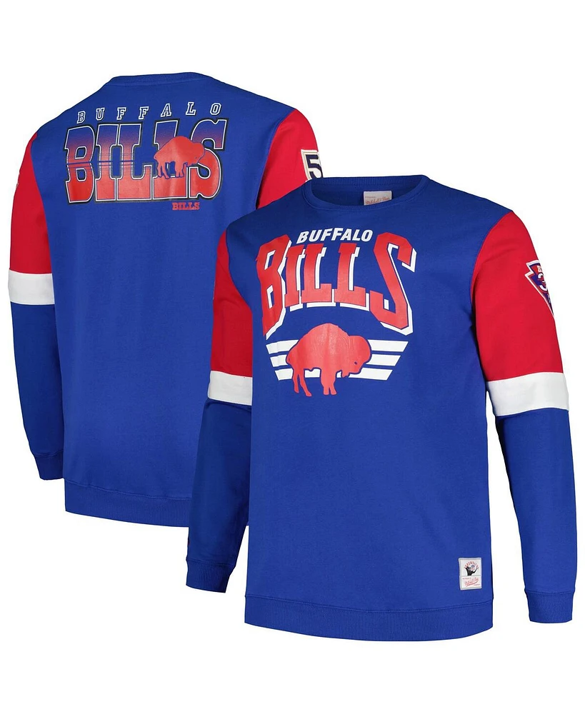 Mitchell & Ness Men's Royal Buffalo Bills Big Tall Fleece Pullover Sweatshirt