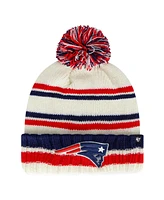 '47 Brand Big Boys and Girls Cream New England Patriots Driftway Cuffed Knit with Pom