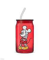 JoyJolt Disney Mickey Mouse Friends Color Sketch Tumbler Glasses with Lids, Set of 4