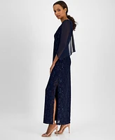 Connected Petite Sequin Lace Gown