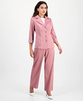 Alex Evenings Petite Notched Collar Button-Front Blouse