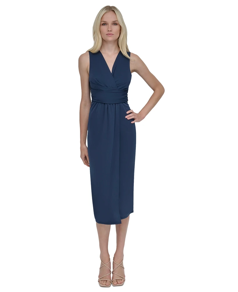 Dkny Women's Gathered-Waist Faux-Wrap A-Line Dress