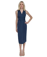 Dkny Women's Gathered-Waist Faux-Wrap A-Line Dress